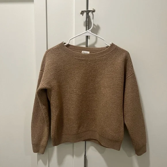 Aritzia’s Wilfred Merino Wool Cree Neck Sweater. Size Medium. Camel Color. - Picture 1 of 6